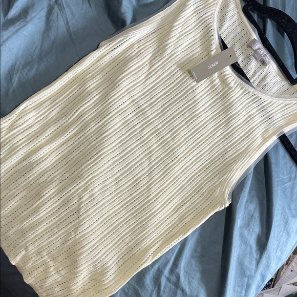 NWOT Jcrew premium cotton Sleeveless Pointelle top, M - Picture 1 of 5